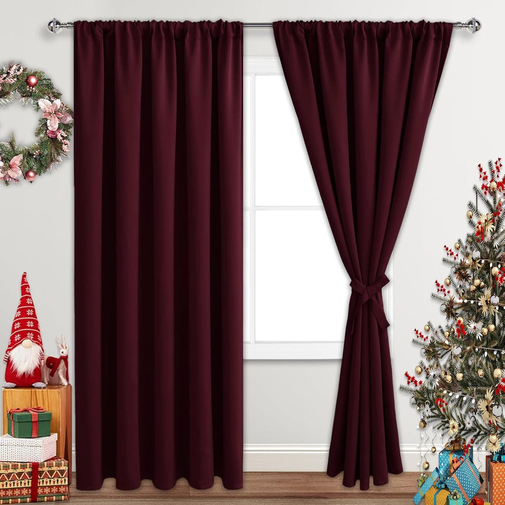 Jiuzhen Blackout Curtains for Bedroom - 60 Inch Extra Wide Thermal Insulated Room Darkening Privacy Soundproof Curtains for Living Room, Se…