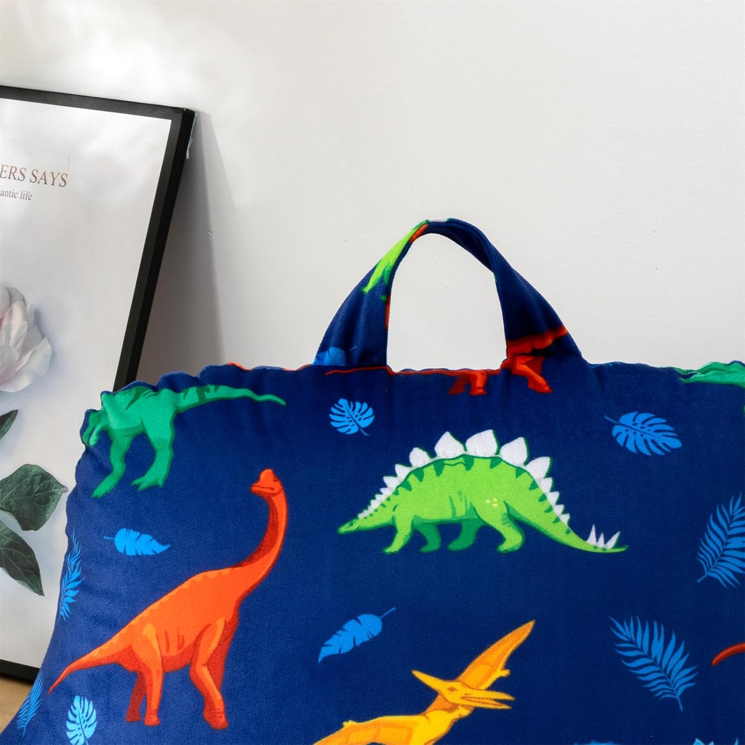 Holawakaka Colorful Dinosaur Plush Reading Pillow for Kids – Backrest Support Pillow with Decorative Pillowcase for Sitting up in Bed, Couc…
