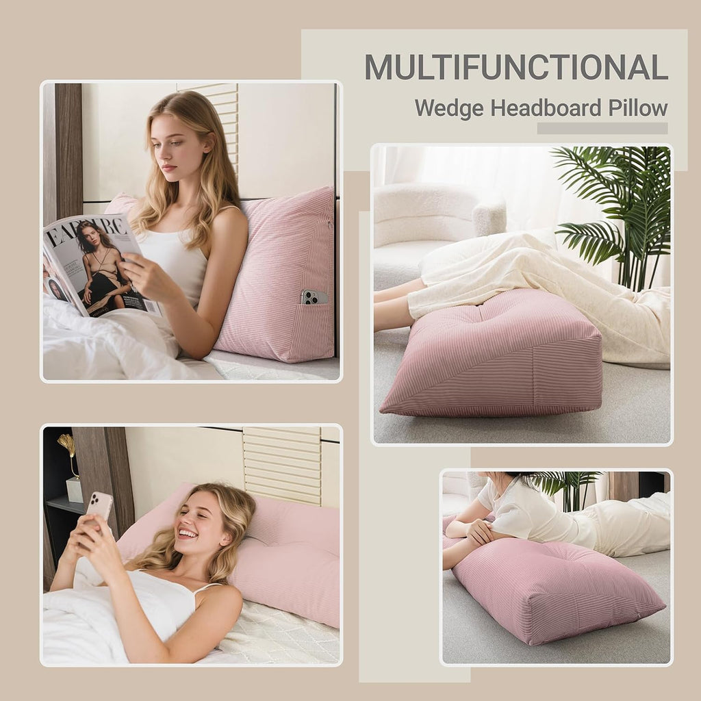 Headboard Pillow Wedge Pillow Headboard Dorm Headboard Twin XL Long Back Pillow for Bed Sitting up Sleeping Bolster Pillow for Mattress…