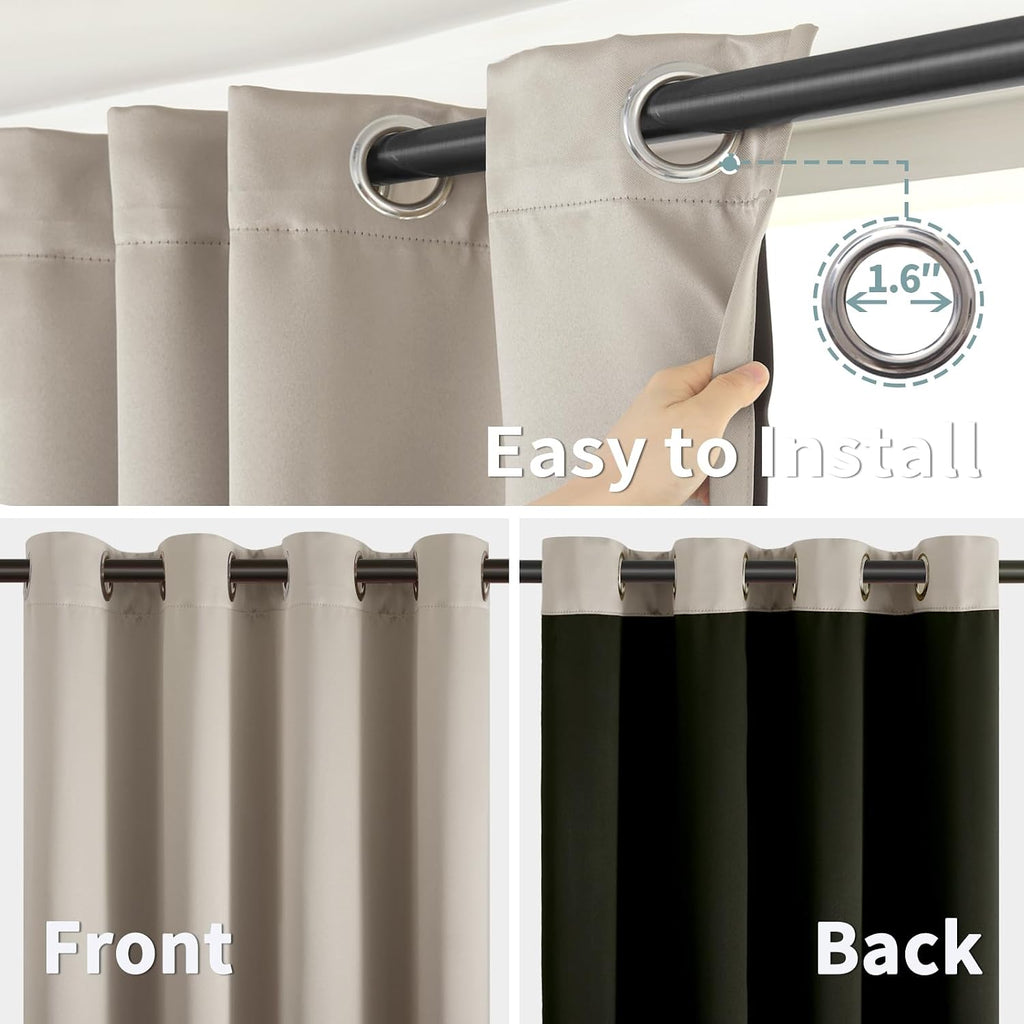 BGment Short 100% Blackout Curtains for Bedroom, Thermal Insulated Energy Efficiency Noise Reducing Grommet Curtains 45 Inch Length with Li…