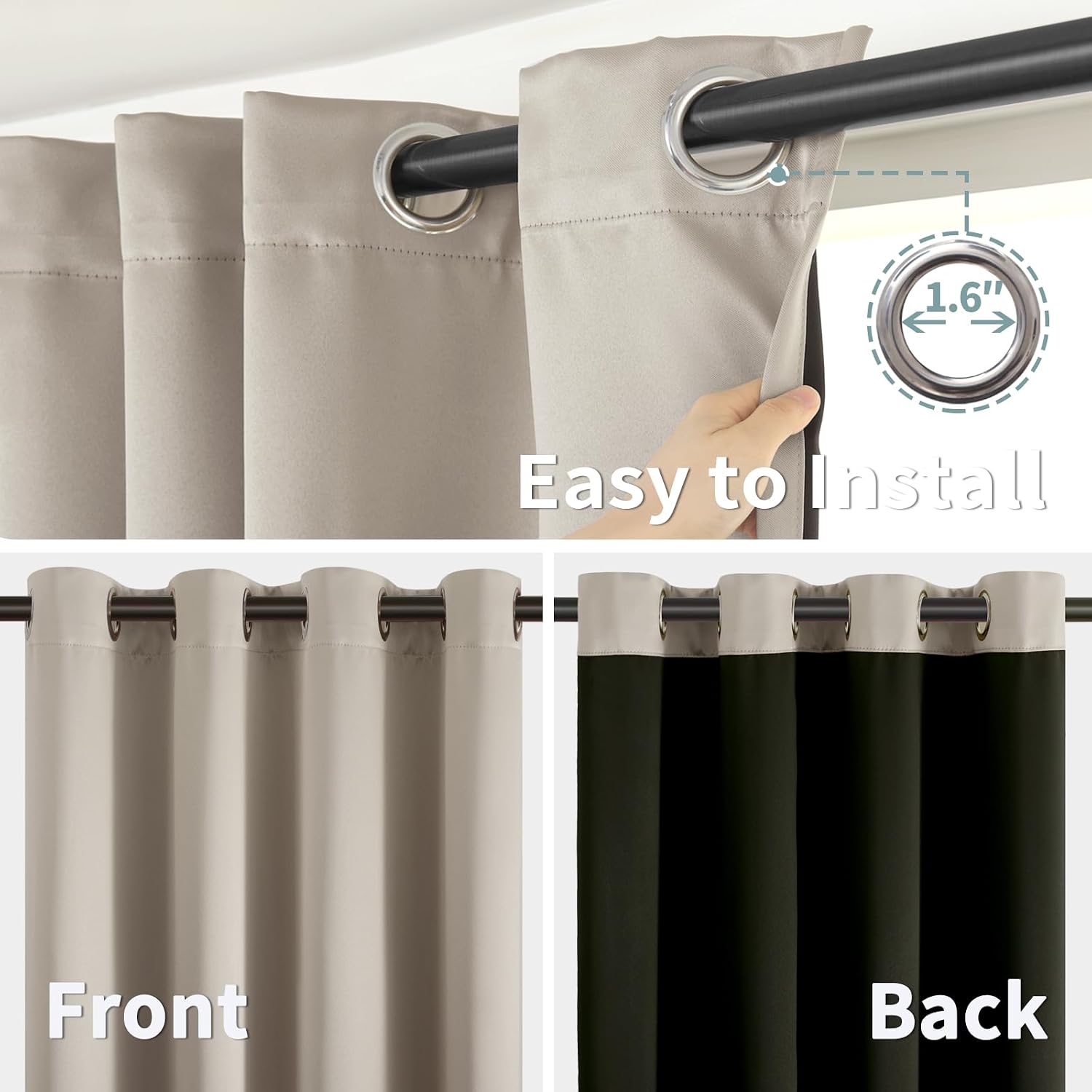 BGment Short 100% Blackout Curtains for Bedroom, Thermal Insulated Energy Efficiency Noise Reducing Grommet Curtains 45 Inch Length with Li…