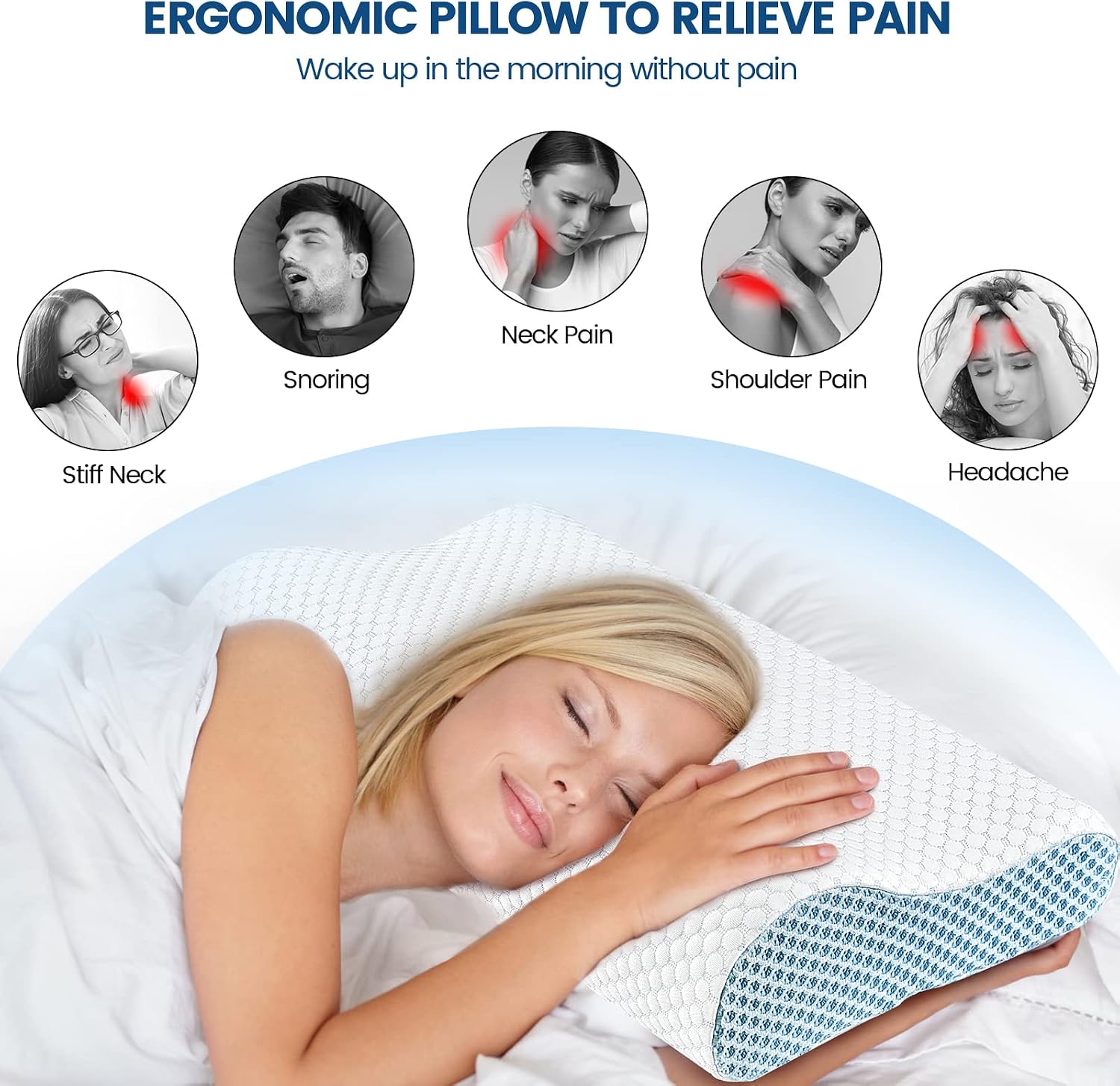 Polovo Neck Pillow Contour Memory Foam Pillows for Bed Pillow for Sleeping, Ergonomic Pillow for Neck and Shoulder Pain, Orthopedic Cervica…