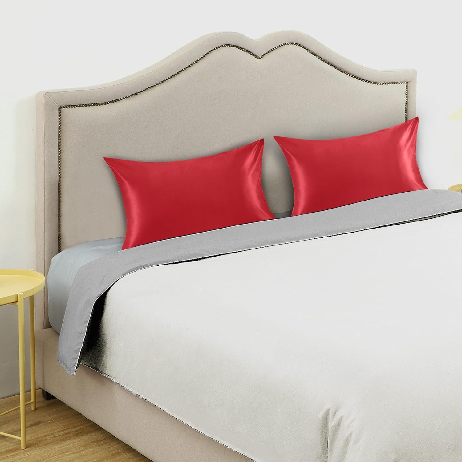 Red Color Pillow Covers Silk Pillowcase for Hair and Skin Soft Smooth Cooling Satin Pillowcase Queen Size Pillow Case for Women Boys…