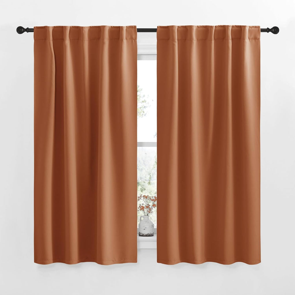 NICETOWN Halloween Bunk Bed Insulated Room Darkening Curtains, Burnt Orange Color, W42 x L50, 2 Pieces, Modern Design Thermal Privacy…