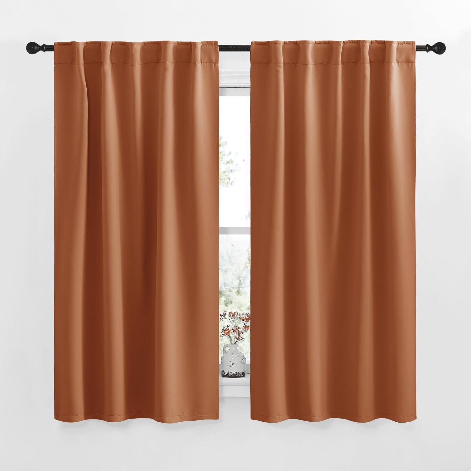 NICETOWN Blackout Curtain Panels for Living Room - (Burnt Orange Color) 42x63 Inch, 2 Panels Set, Thermal Insulated Room Darkening…
