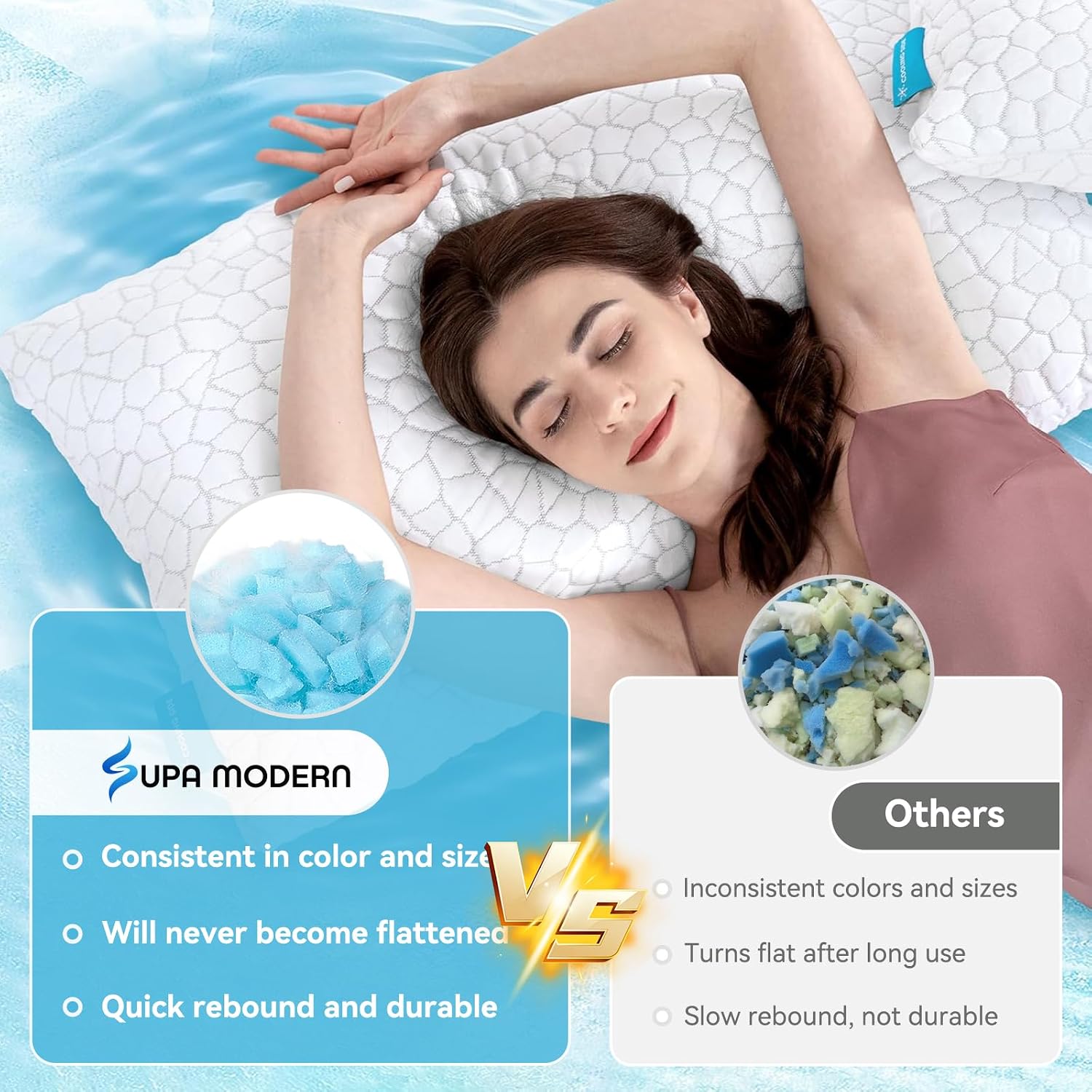 Cooling Pillows King Size Set of 2, CertiPUR-US Shredded Memory Foam Pillows, Soft Yet Supportive Pillow for Sleeping, Cool Pillow for Hot…