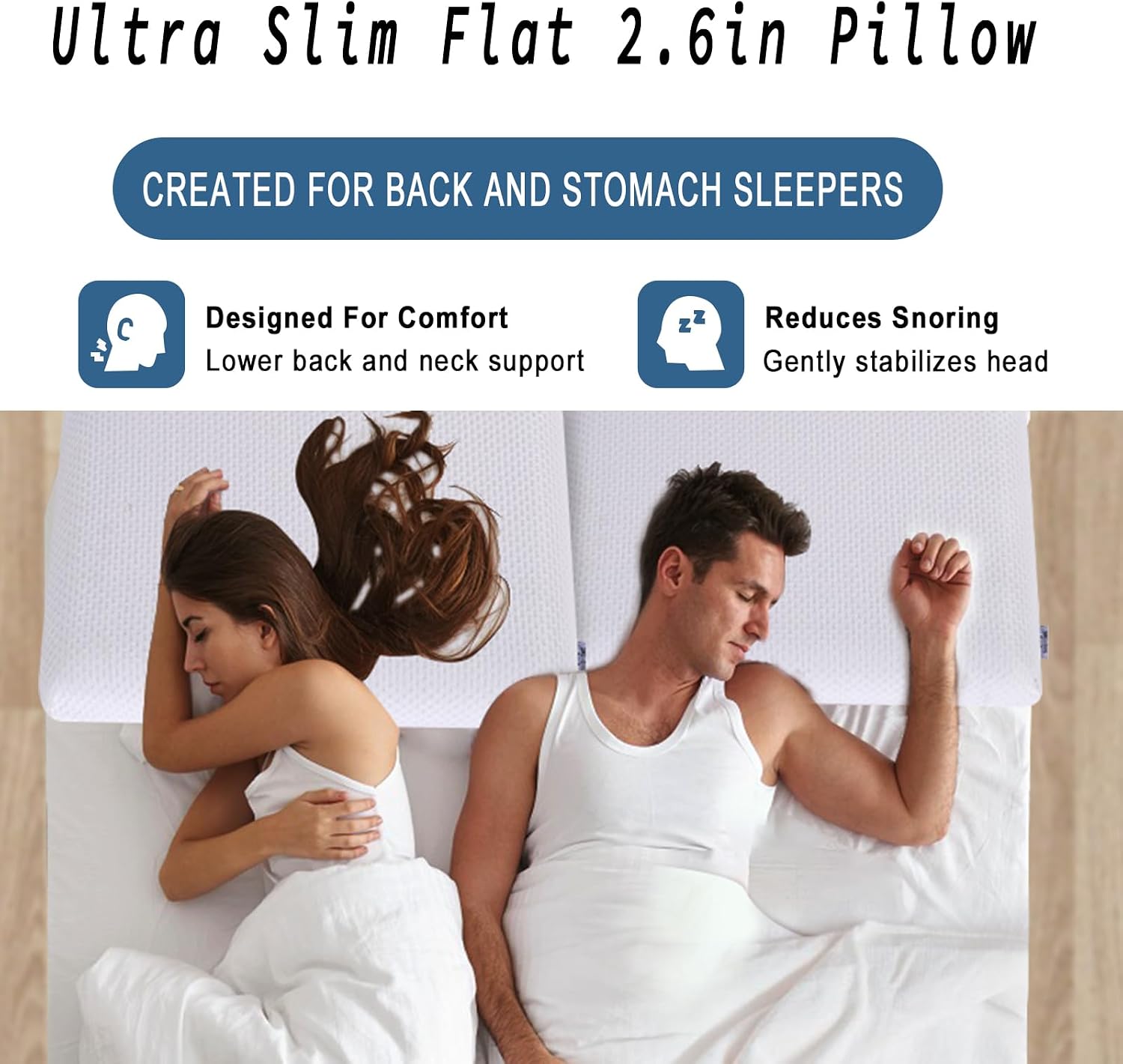 Suqiome SUQ I OME Sleeper - Cooling Gel Thin Flat Memory Foam Pillow for Bed Sleeping, Low Profile, Ultra Thin Flat Pillow for Stomach…