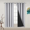 Yakamok 100% Blackout Lined Panels, Thermal Insulated Blackout Curtains for Bedroom, Heat Blocking Drapes for Living Room(52Wx63L, Light Gr…