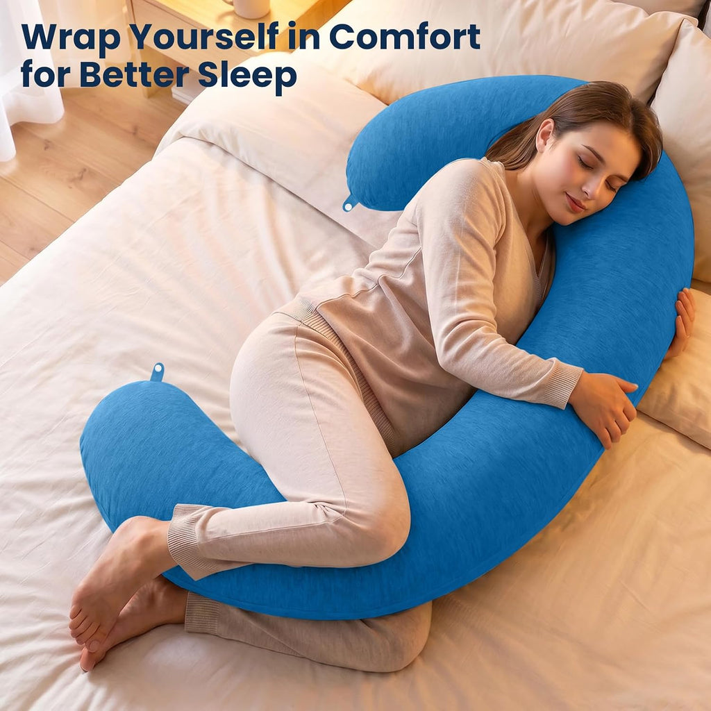 TranquilRelax TranquilRelax C Shaped Body Pillow for Side Sleepers, Memory Foam Long Pillow for Leg, Hip & Back Support, Soft Washab…
