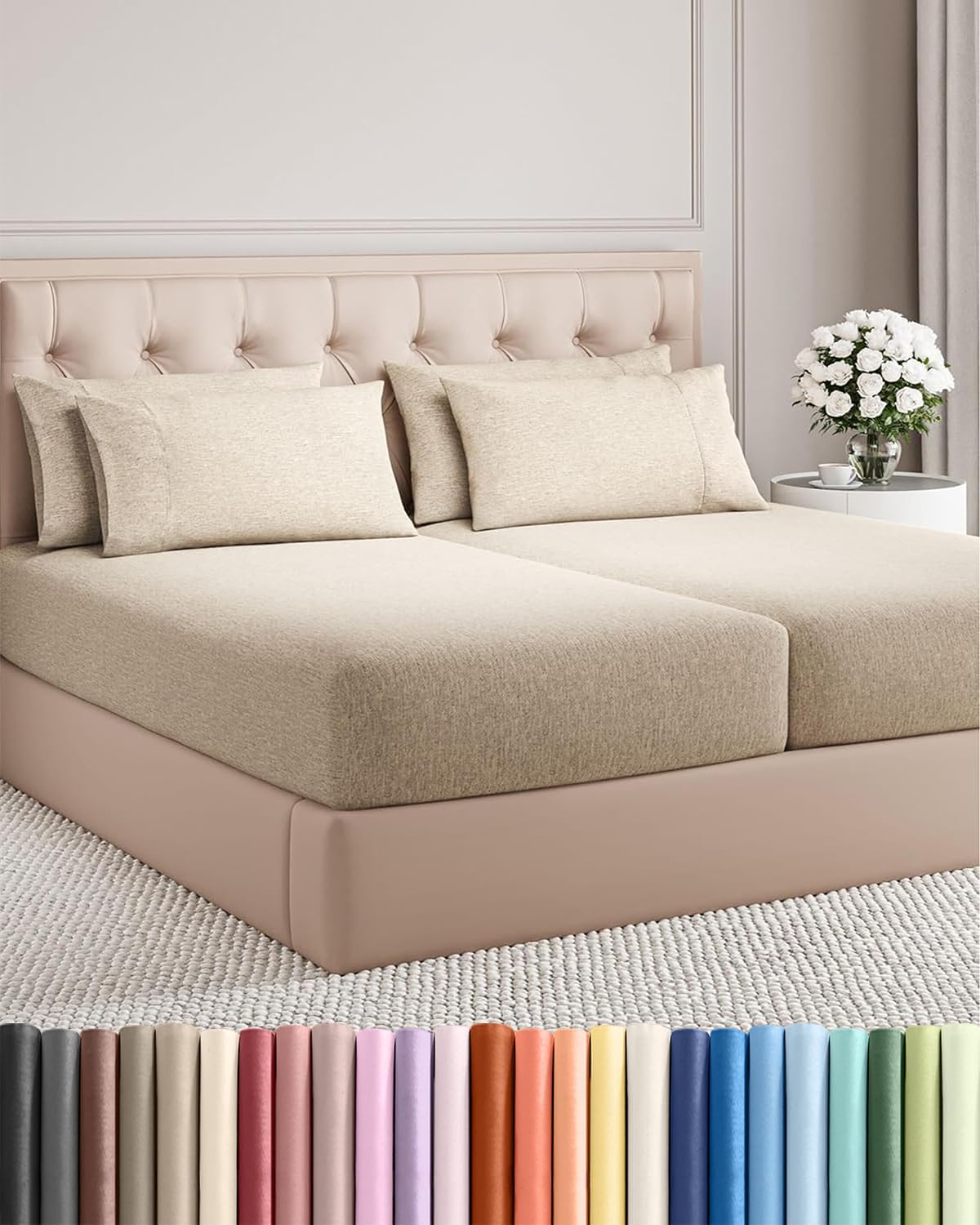 Split King 7 Piece Sheet Set - Comfy, Breathable & Cooling - Hotel Luxury Bedding for Women, Men, Kids, Teens and Children - 1 Flat & 2…