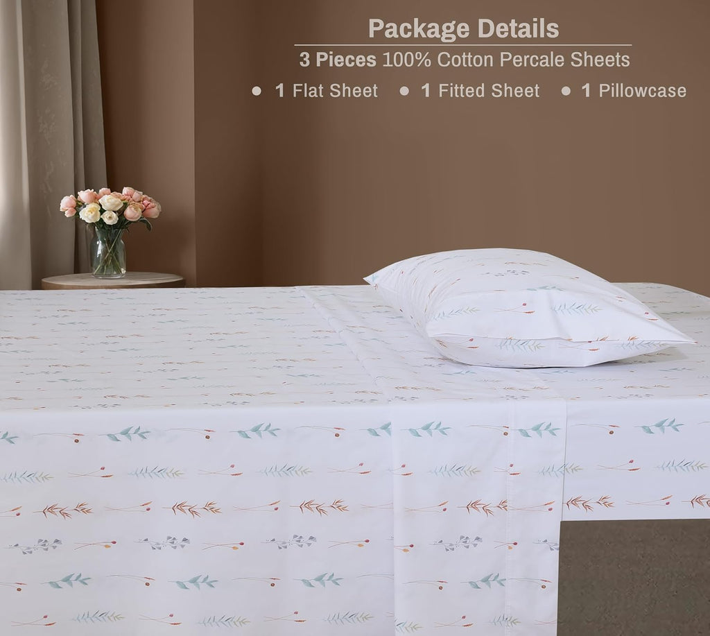 Zoyer 100% Cotton Sheets – Twin Size Percale Bedding, Cooling & Breathable, Durable with a Crisp, Soft & Comfortable Feel, 16" Deep Pocket,…