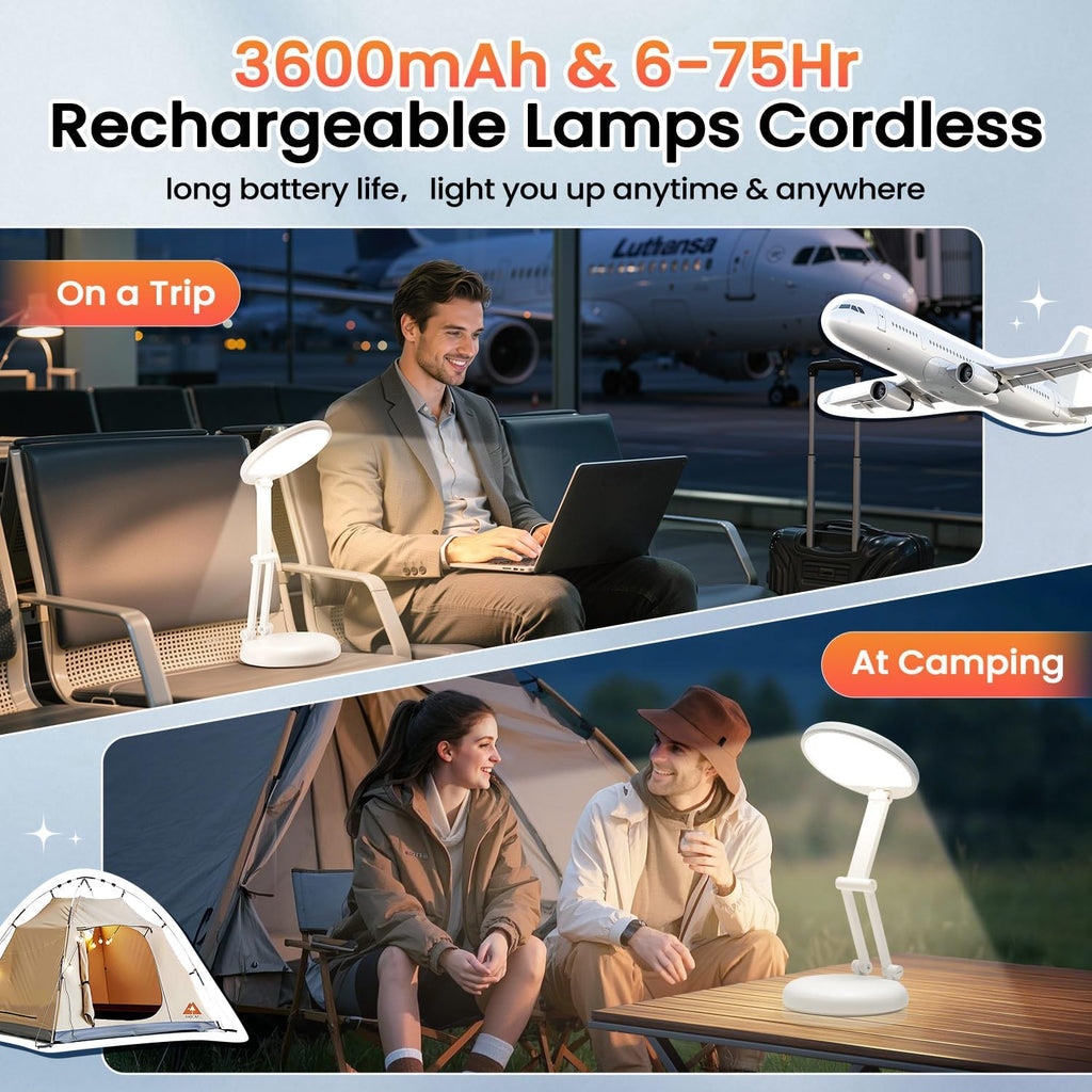 One Fire Cordless Desk Lamp, Dimmable Small Battery Powered Lights,3600mAh Rechargeable Wireless Table Lamp, Mini Lamp&Portable Light for…