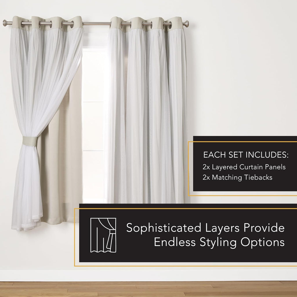TOWN & COUNTRY LUXE Talia Double Layer Indoor Curtains, Sheer and Room Darkening Blackout, Grommet Top, Energy Efficient, 2-Pack Set…