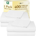 CaliforniaDesignDen California Design Den Pack of 2 Twin XL Sheet Sets 100% Cotton Sateen - 400 Thread Count - Soft and Breathable Sheets,…