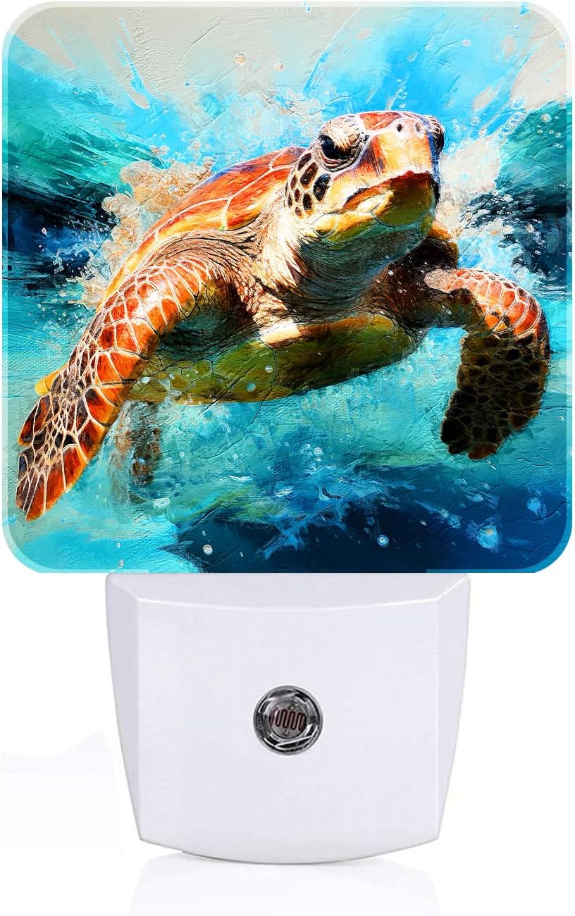 Sea Turtle Night Light, Plug-in Nightlights Auto Sensor Night Lamp Dusk-to-Dawn Lamp Home Decor for Nursery Children Girls Boys