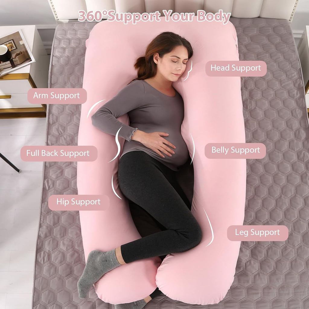 Amagoing Pregnancy Pillow, 57 Inch U Shaped Maternity Full Body Pillow for Sleeping, Support for Women with Hip, Leg, Back Pain, Washable J…