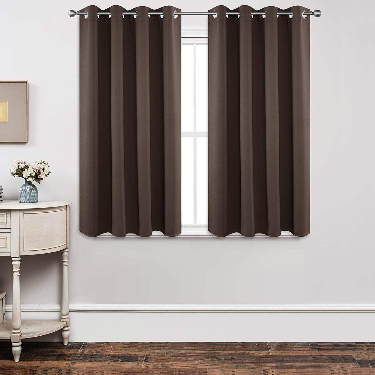 Joydeco Blackout Curtains 45 Inch Length 2 Panels Set, Thermal Insulated Long Curtains& Drapes 2 Burg, Room Darkening Grommet Drapes for Li…