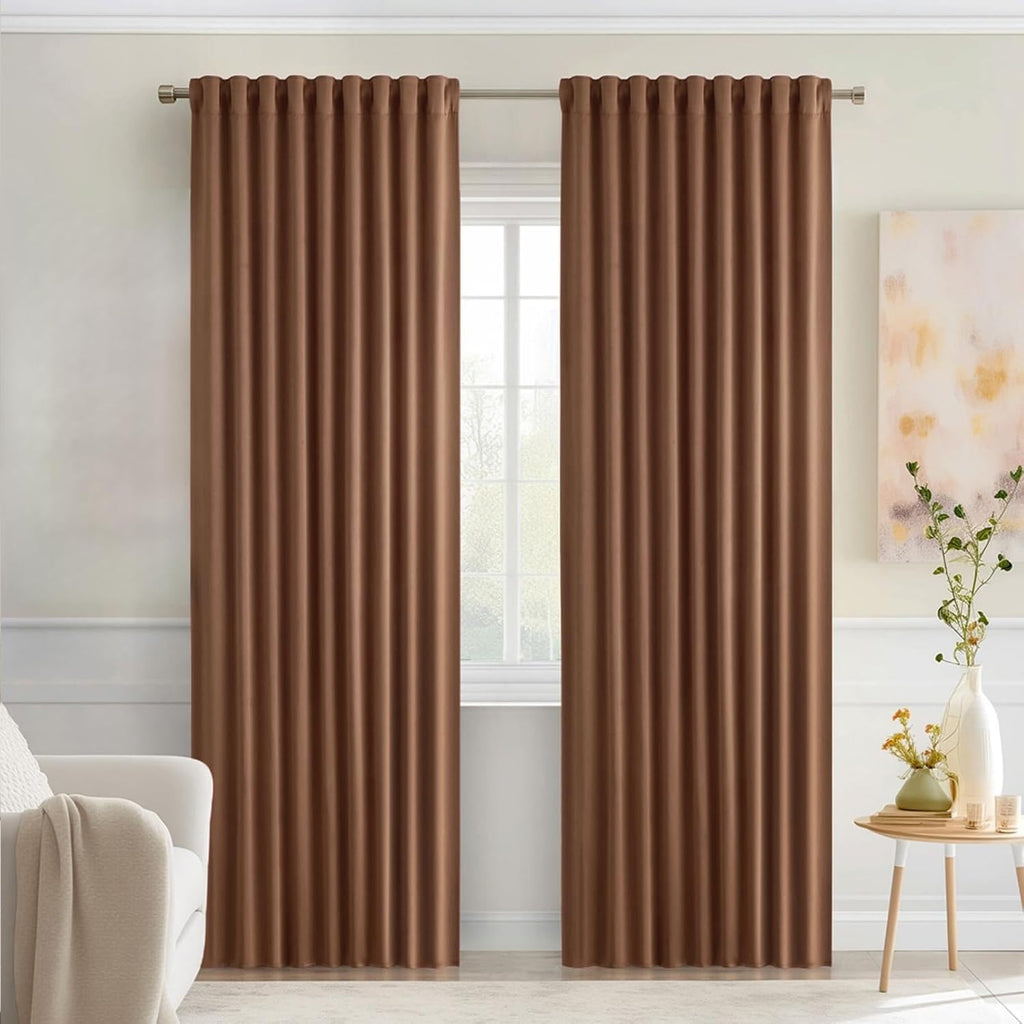 Miulee Back Tab Blackout Curtains 90 Inch Long 2 Panels Set for Living Room Bedroom, Rod Pocket/Pinch Pleated Thermal Insulated Room Darken…