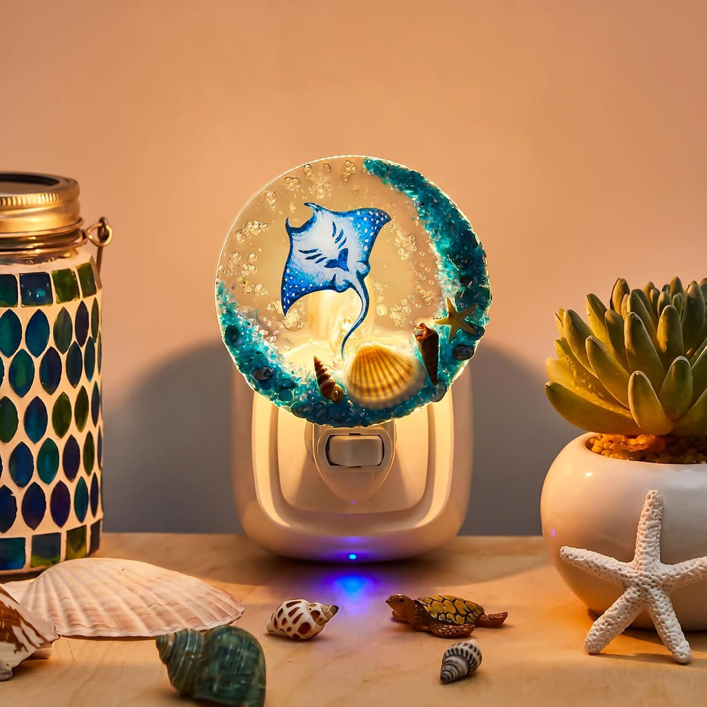 Hortsun Plug in Seashell Night Light Ocean Sea Animal Decorative Night Light Plug in Beach Lamps Vintage Ocean Lamps for Adult for Home…