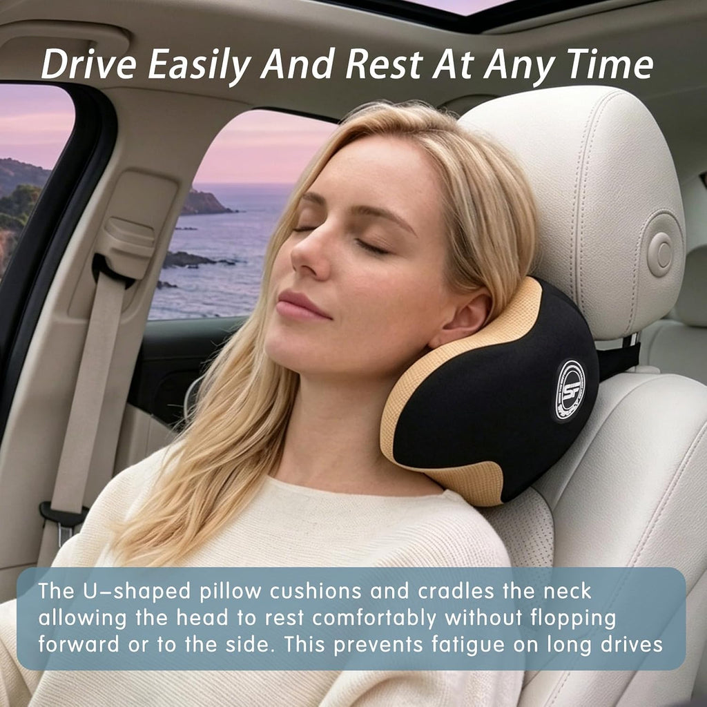 Really Helpful Car Headrest Pillow, Car Neck Pillow for Sleeping with Adjustable Strap, 100% Memory Foam & Breathable Removable Cover…