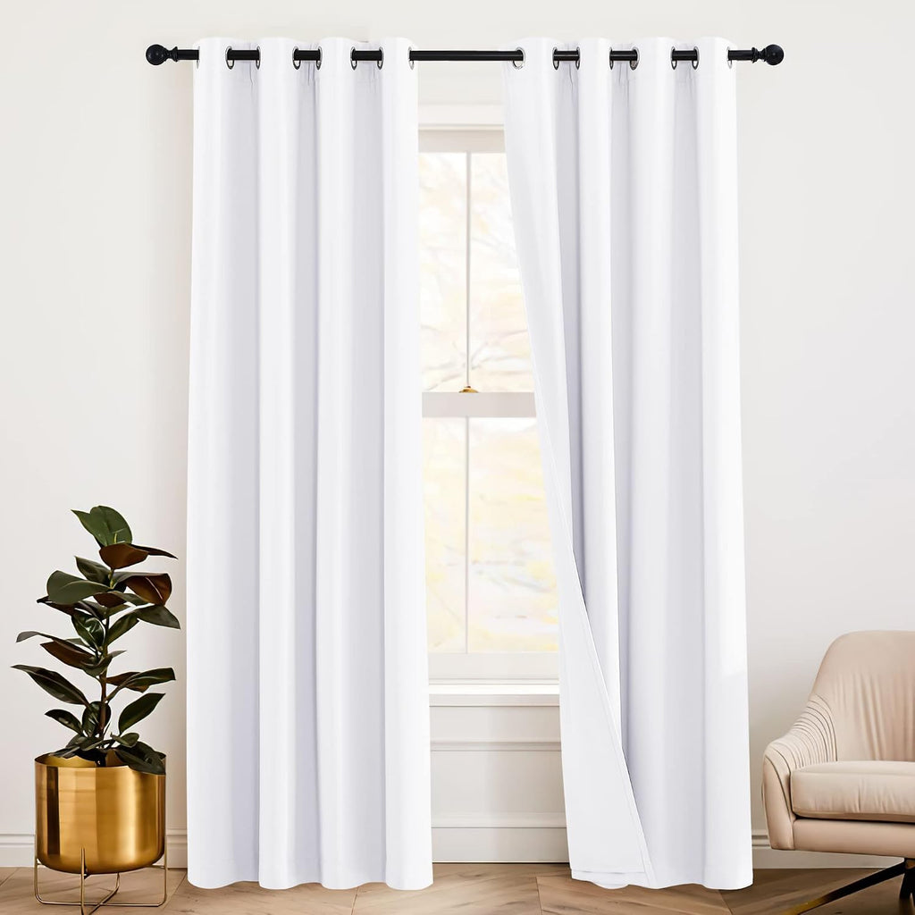 Rybhome RYB HOME 3-in-1 Soundproof Curtains with Detachable Felt Liner, 100% Blackout Thermal Insulated Living Room Curtains, Draft Block D…