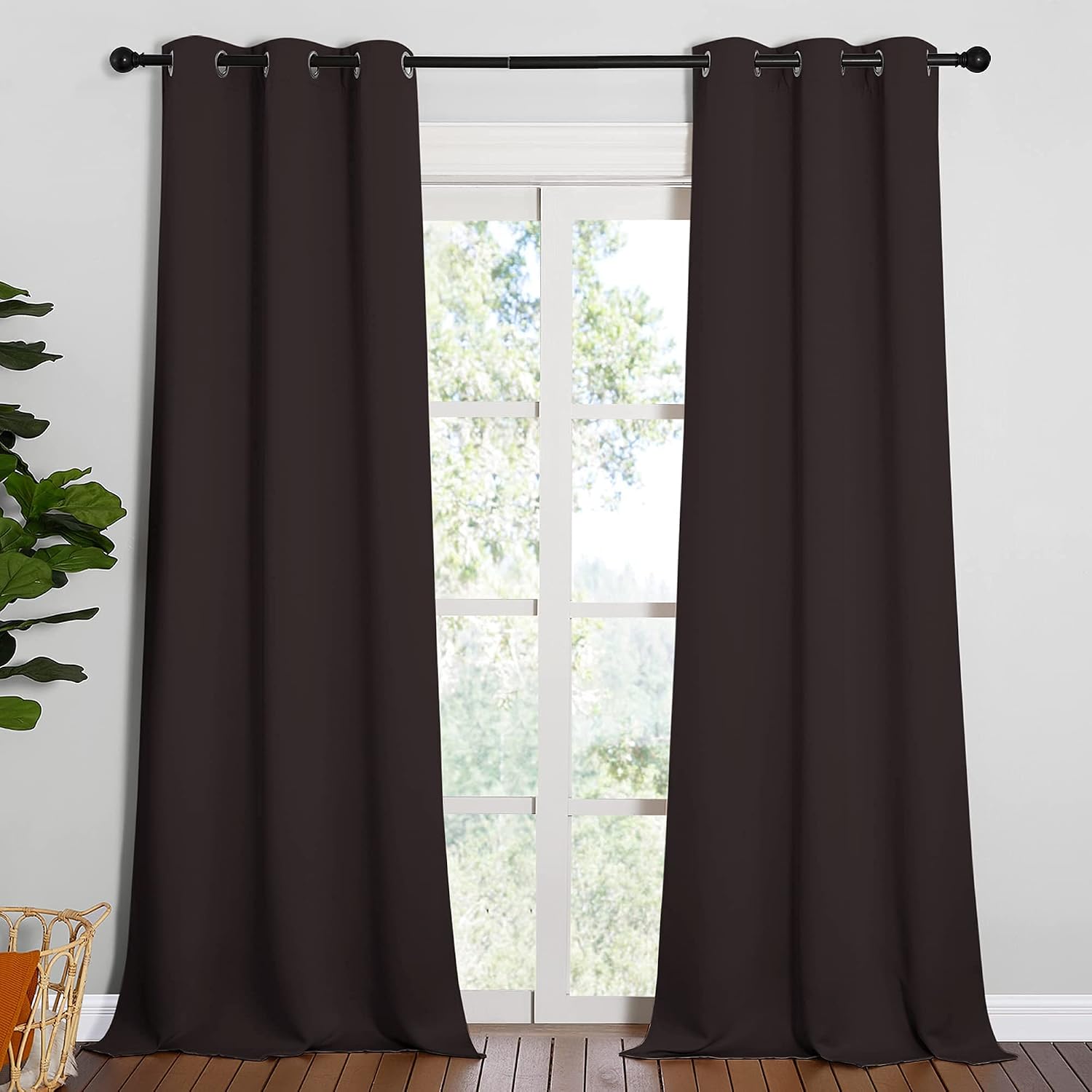 NICETOWN Blackout Thick Window Curtains - Thermal Insulated Grommet Drape Panels for Bedroom and Living Room (Brown, Set of 2, W42 x L90…