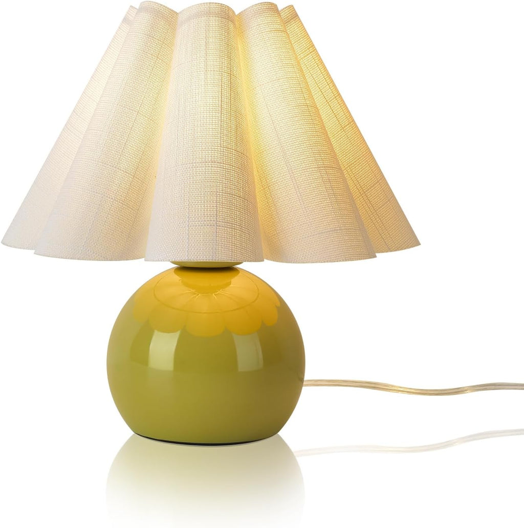 Ziqqeelam Green Small Bedside Mini Table Lamp for Bedroom, Cute Bedroom Lamps for Nightstand, Cute Mini Table Lamps for Small Spaces with…