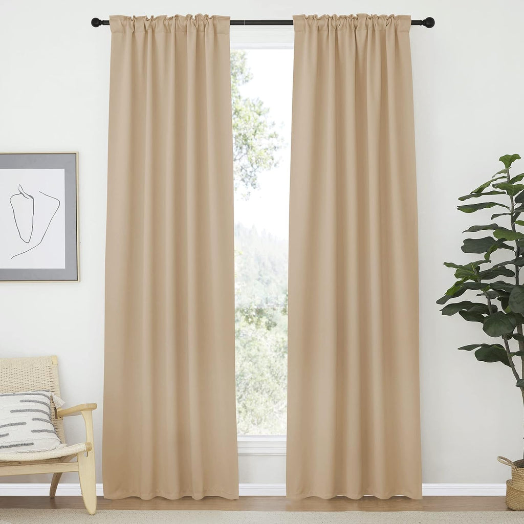 Nicetown Living Room Darkening Curtains - (Biscotti Beige Color) W42 x L70, Set of 2, Home Decor Room Darkening Thermal Insulated Drapery P…