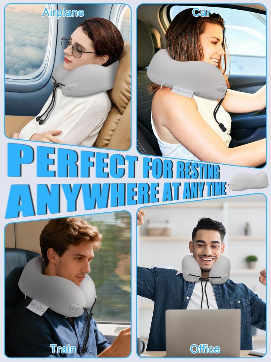 Nlqs Travel Neck Pillow for Airplanes, Natural Latex Neck Pillow, Comfortable Body Positioner, Supports Head and Neck, Travel Essentials fo…