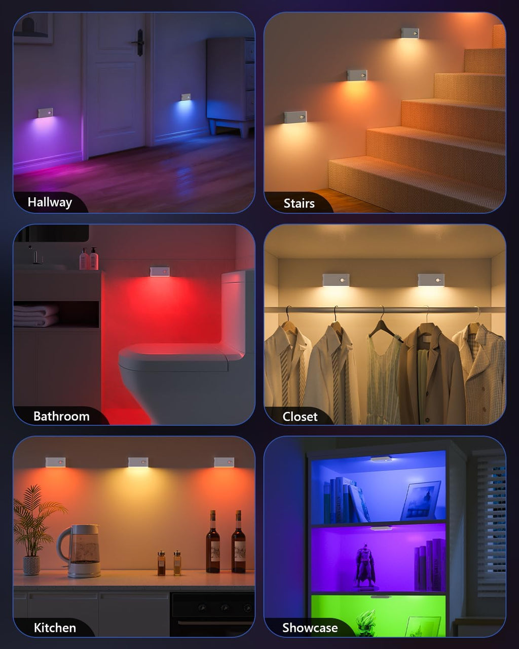 Willed Stair Lights Indoor, RGB & Warm White Motion Sensor Night Light, Color Changing Motion Sensor Light Indoor, Rechargeable Night Light…