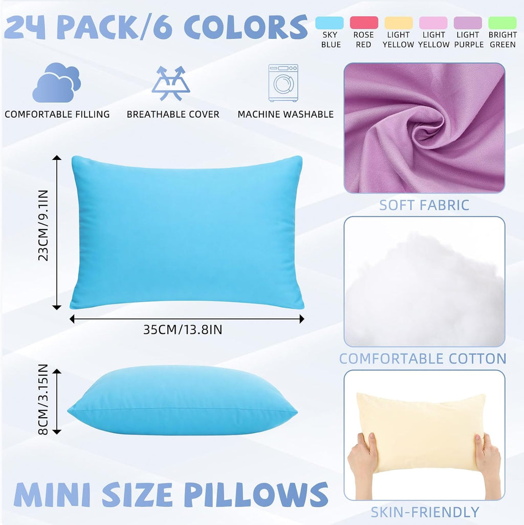 Kigley 12 Pack Mini Pillows for Daycare 9.1 x 13.8'' Small Travel Pillow Bulk Soft Breathable Cotton Pillow for Nap Travel Pet Neck…