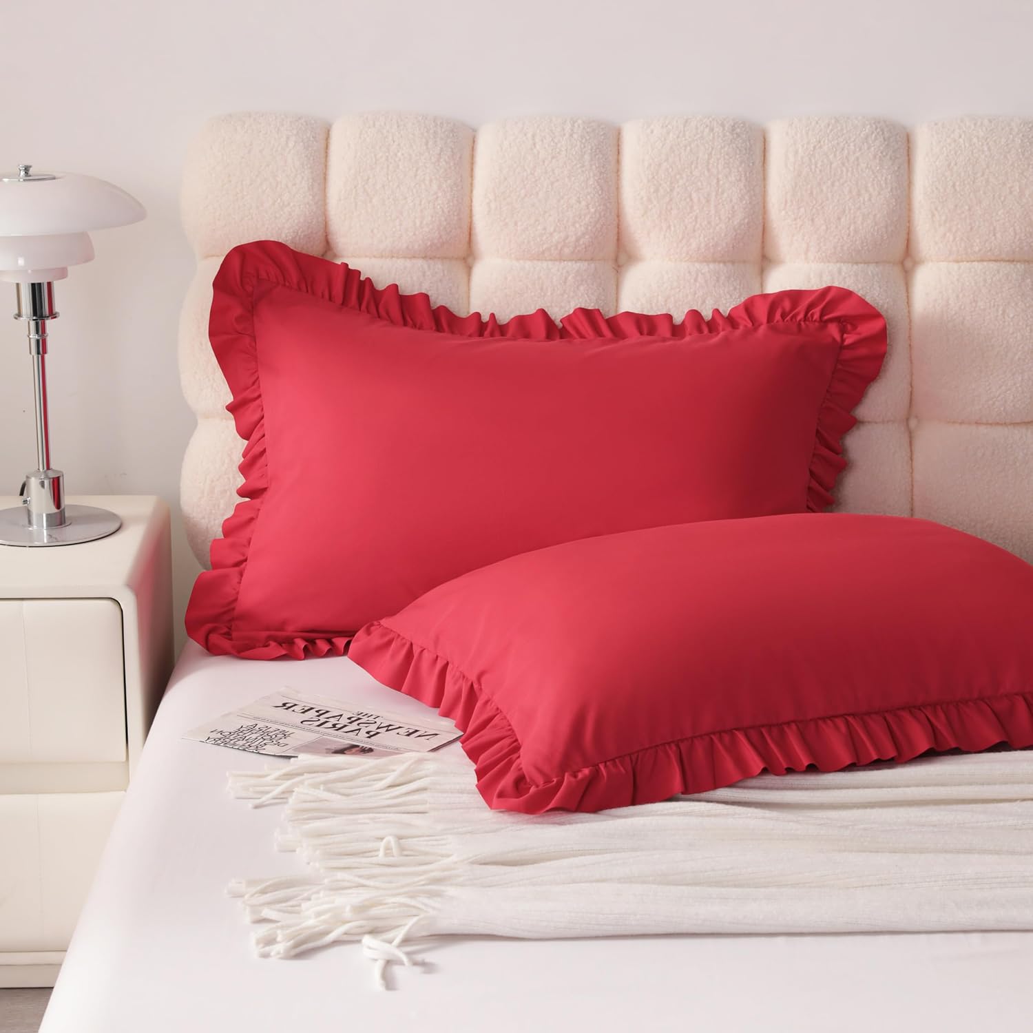 Aerlomi Ruffled Pillowcases, Queen Pillow Shams 20x30 Set of 2, Brushed Microfiber with Envelope Closure, Soft Wrinkle-Resistant, Re…