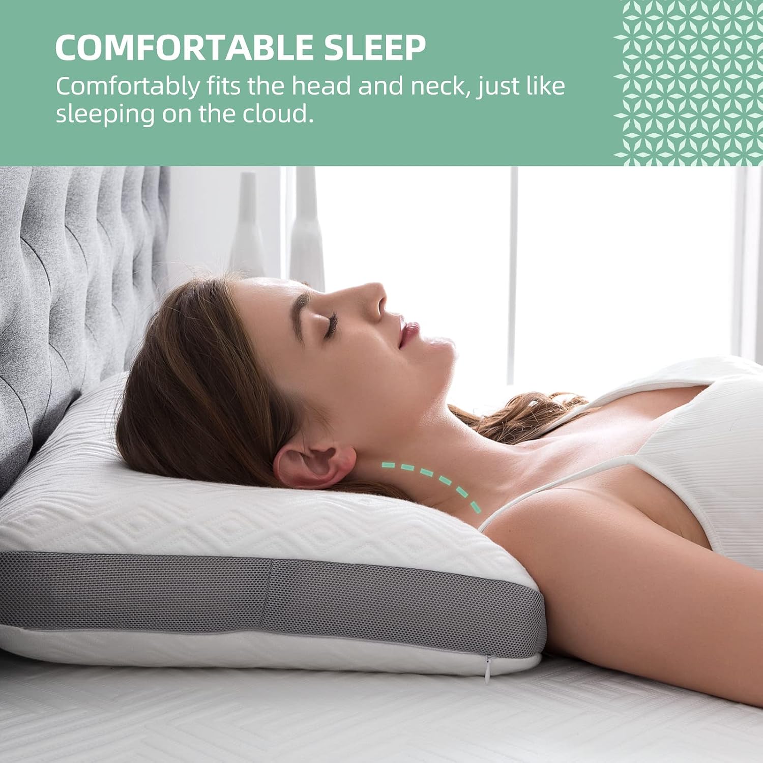 Cervical Memory Foam Pillow, Neck Cervical Pillow, Neck Support Pillow for Sleeping, Breathable Cooling Pillow 27.4 x 15 x 4.7inches