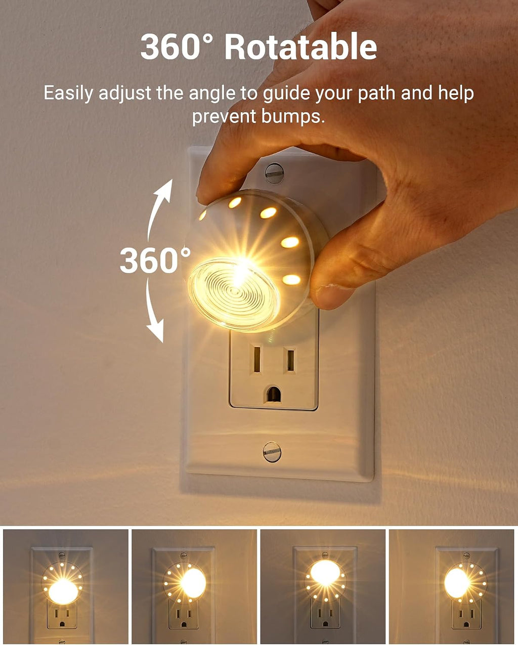DEWENWILS Plug in Night Lights into Wall, Dusk to Dawn Sensor, 360° Rotating LED Nightlights for Kids, Adults, Bedroom, Hallway…