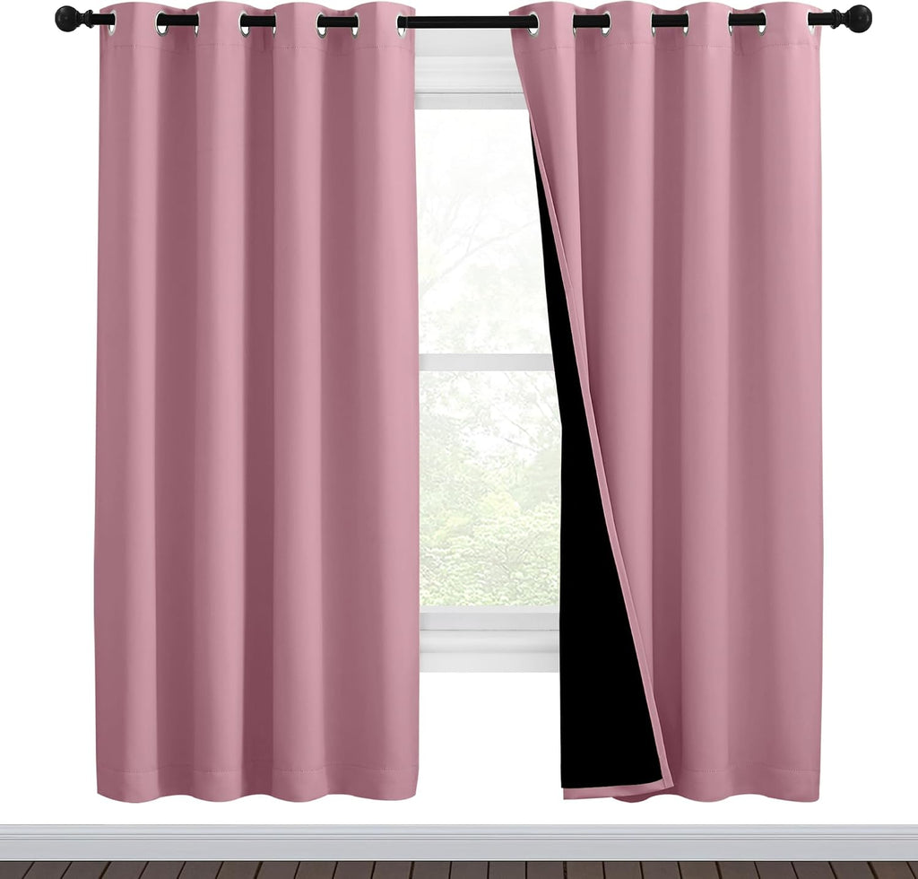 Nicetown Crystal Pink Full Shade Curtain Panels, Pair of Thermal Insulated & Energy Efficiency Blackout Curtains for Living Room Windows, L…