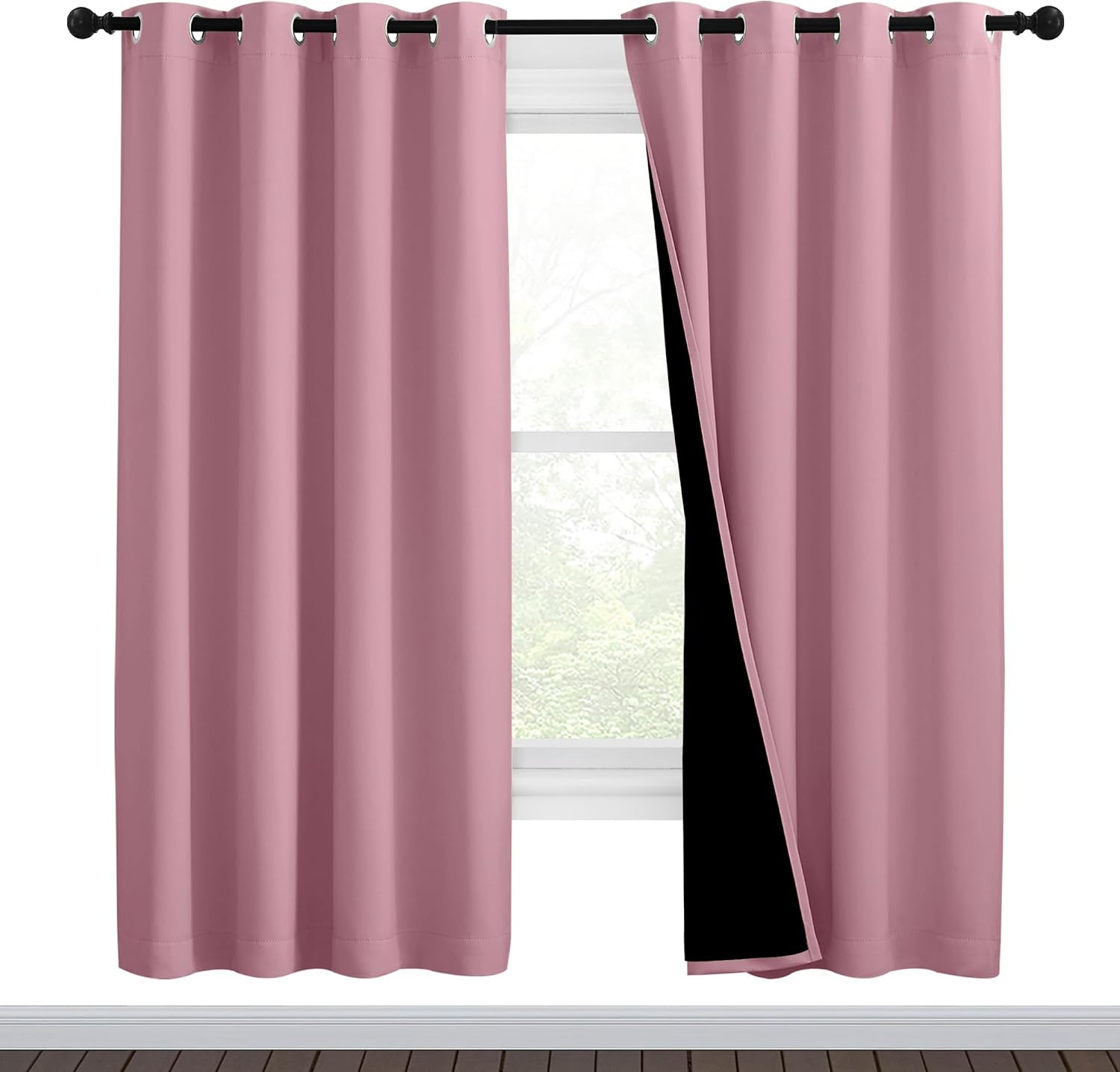 Nicetown Crystal Pink Full Shade Curtain Panels, Pair of Thermal Insulated & Energy Efficiency Blackout Curtains for Living Room Windows, L…