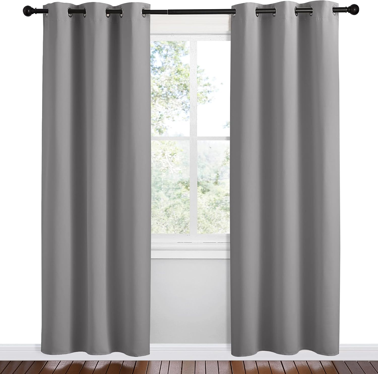 NICETOWN Thermal Insulated Grommet Blackout Curtains, Silver Grey, 2 Panels, W42 x L78 -Inch, Kids Window Drape Panel for Nursery…