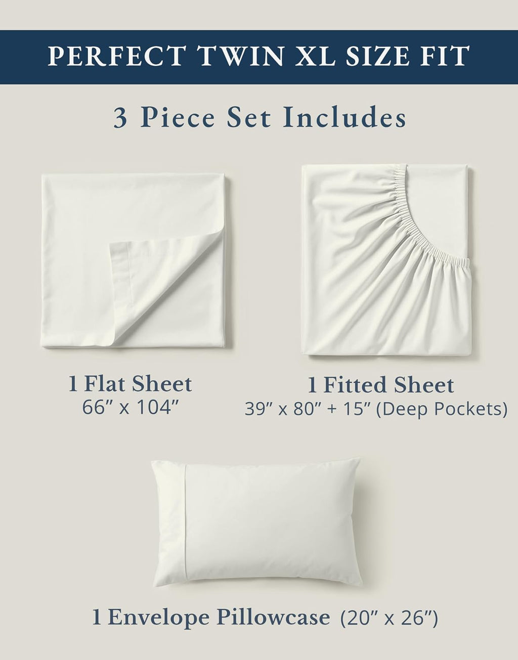 LaneLinen LANE LINEN 100% Organic Cotton Twin XL Sheets Set 3-Piece Pure Percale Soft Bedding Breathable Fits Mattress Upto 15" Deep - Glac…