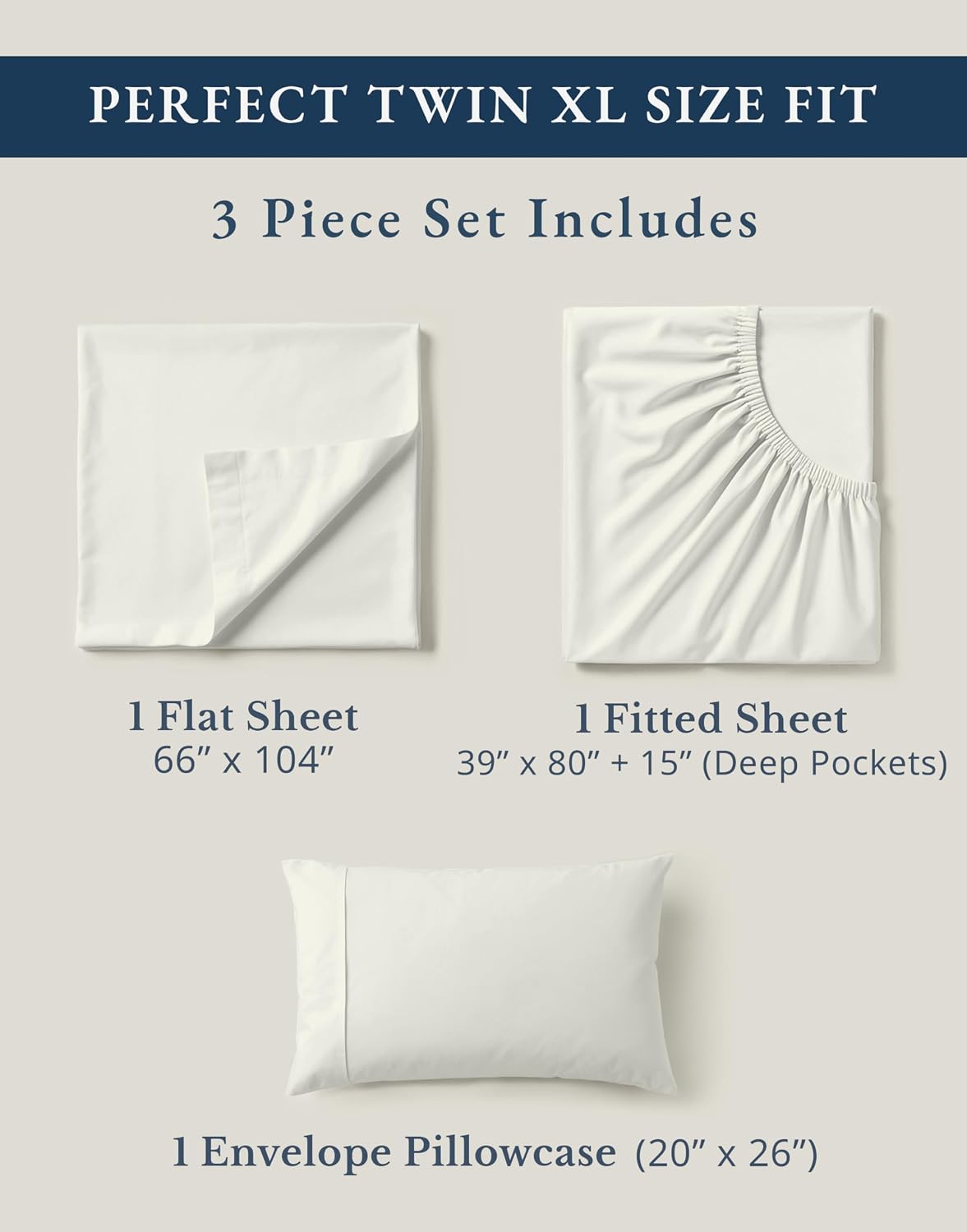 LaneLinen LANE LINEN 100% Organic Cotton Twin XL Sheets Set 3-Piece Pure Percale Soft Bedding Breathable Fits Mattress Upto 15" Deep - Glac…