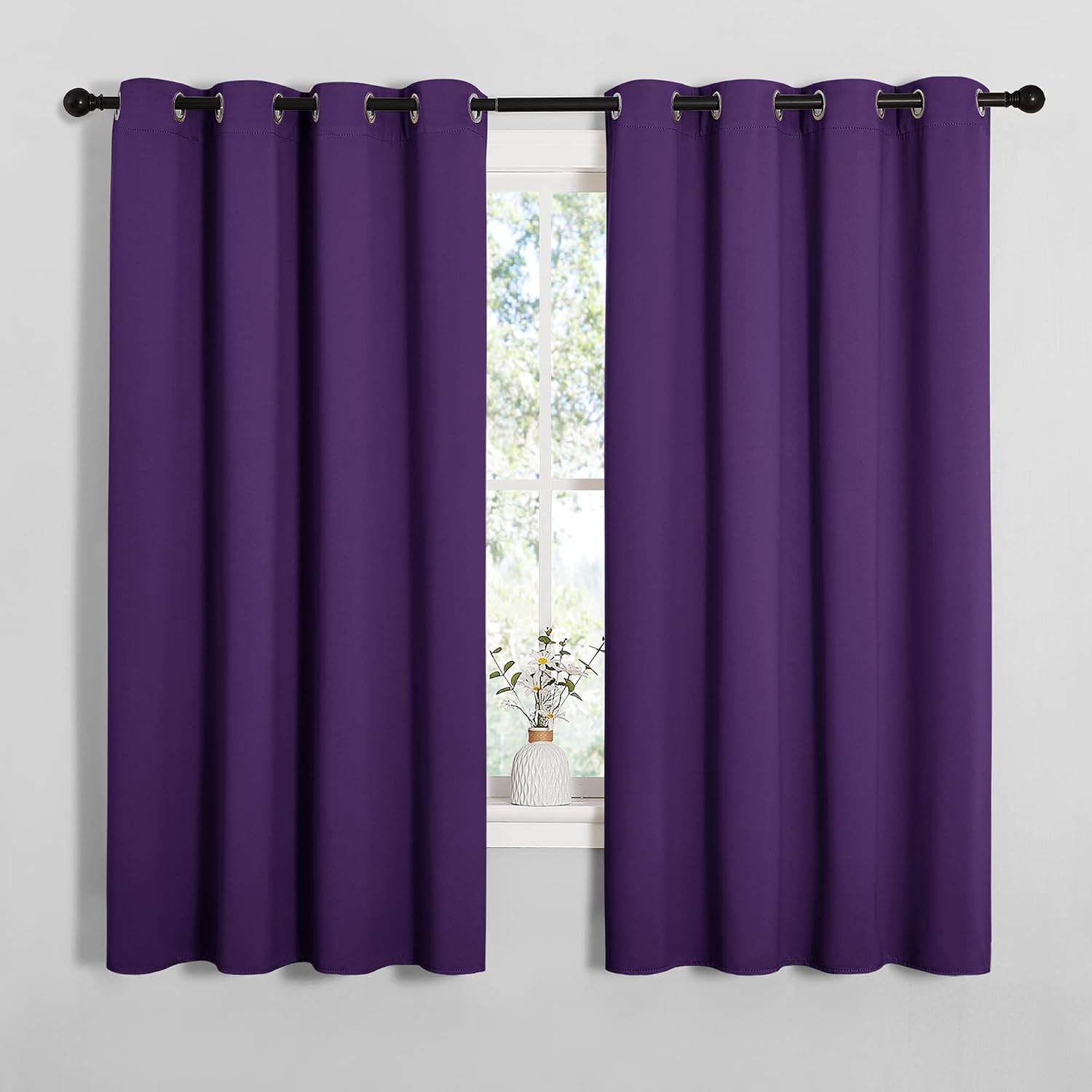 NICETOWN Thermal Insulated Blackout Draperies Curtains, Triple Weave Home Decoration Solid Ring Top Blackout Drape Panels for Bedroom…
