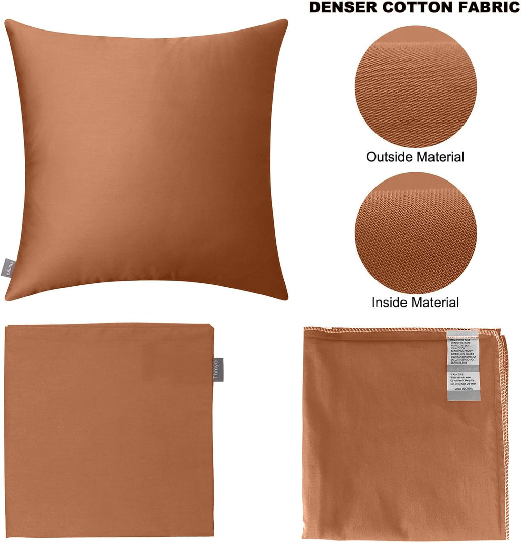 Thmyo 4-Pack 100% Cotton Comfortable Solid Decorative Throw Pillow Case, Square Cushion Cover Pillowcase Sublimation Blank Pillow Covers DI…