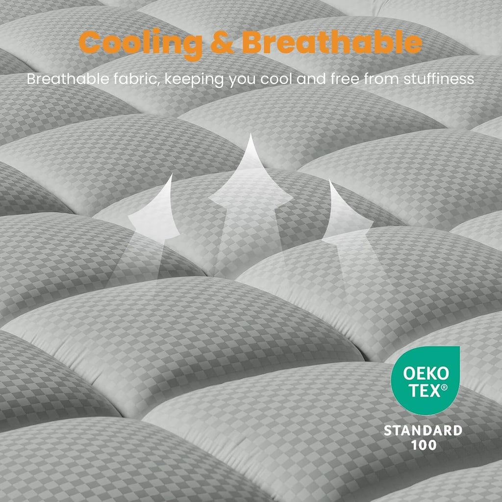 Matbeby Queen Size Mattress Pad - Cooling Breathable Mattress Topper, Quilted Fitted Mattress Protector, Pillow Top Mattress Cover with 8-2…