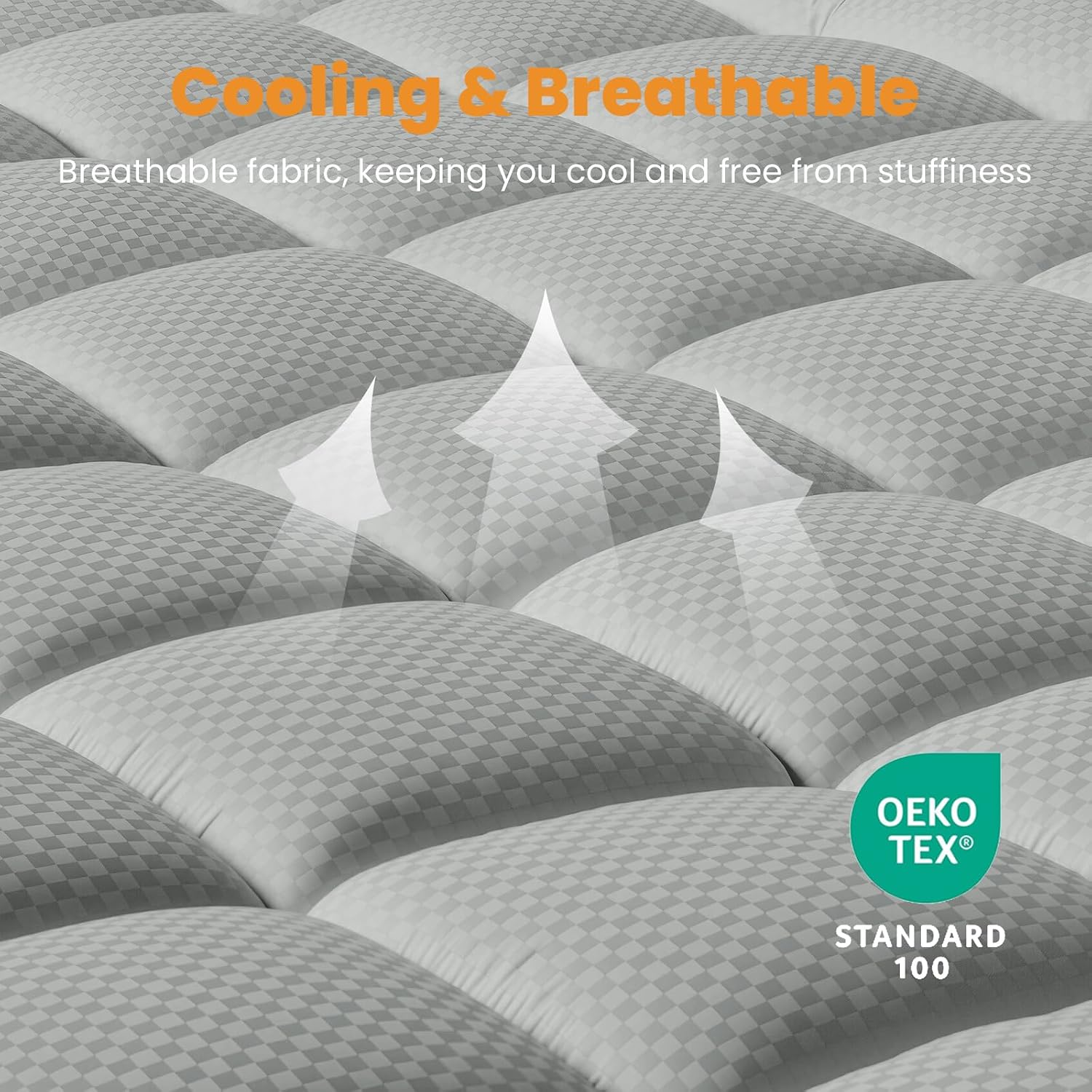 Matbeby Queen Size Mattress Pad - Cooling Breathable Mattress Topper, Quilted Fitted Mattress Protector, Pillow Top Mattress Cover with 8-2…