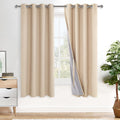 Xwzo 100% Blackout Window Curtains with Tiebacks- Privacy Protection & Noise Blocking Window Draperies Grommet Top with Black Liner for Bed…