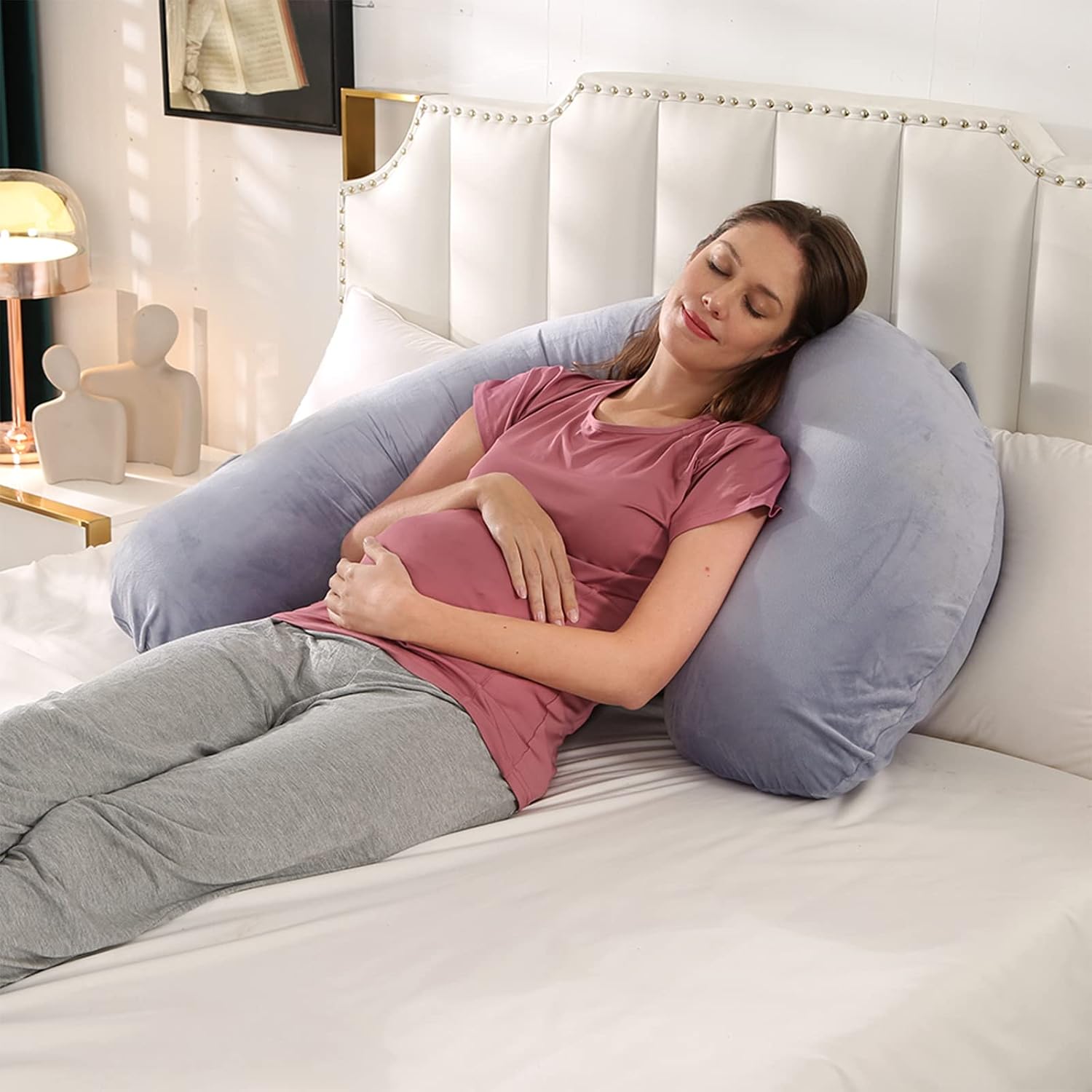 BATTOP Pregnancy Pillows for Sleeping, Pregnancy Must Haves Maternity Body Pillow with Cooling Washable Cover, New Mom Gifts for…