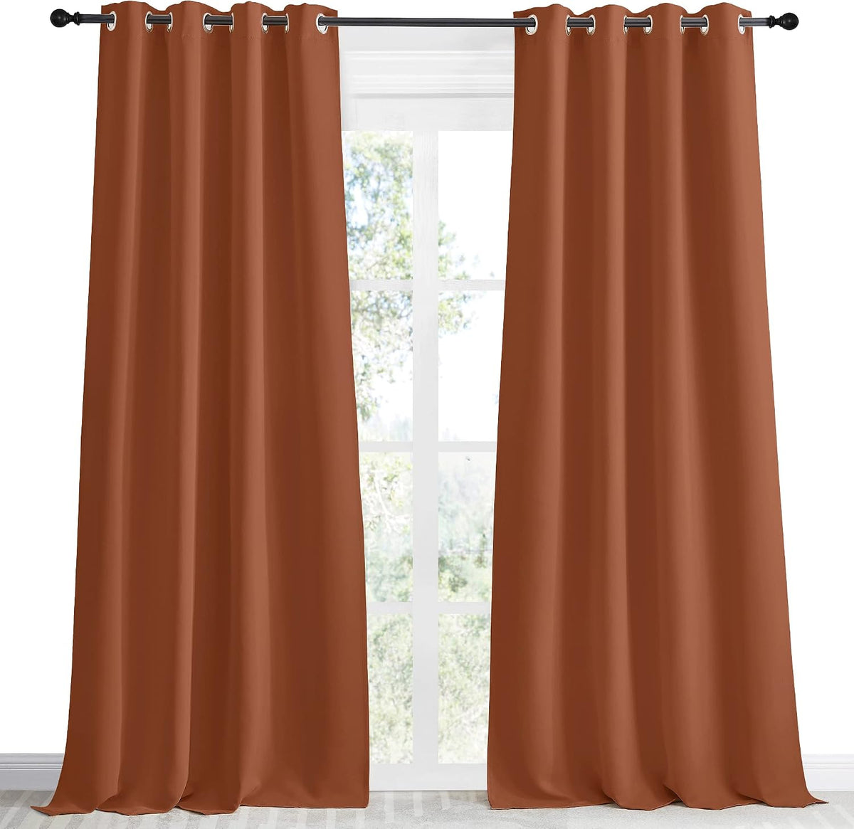 NICETOWN Blackout Burnt Orange Curtain & Drape, W55 x L96, 1 Panel, Room Darkening Light Blocking Window Treatment for Living Room