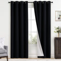 Yakamok 100% Blackout Curtains Black Room Darkening Thermal Insulated Window Curtain with 2 Thick Layers-Set of 2 Panels Grommet Top Drapes…