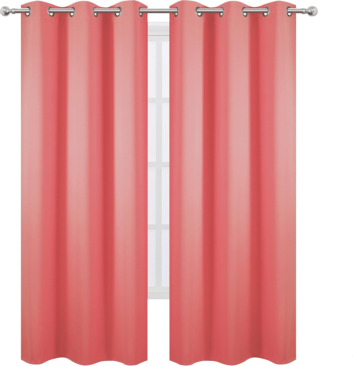 Lemomo Blackout Curtains 38 x 84 inch/Coral Curtains Set of 2 Panels/Thermal Insulated Room Darkening Bedroom Curtains 84 inch silver