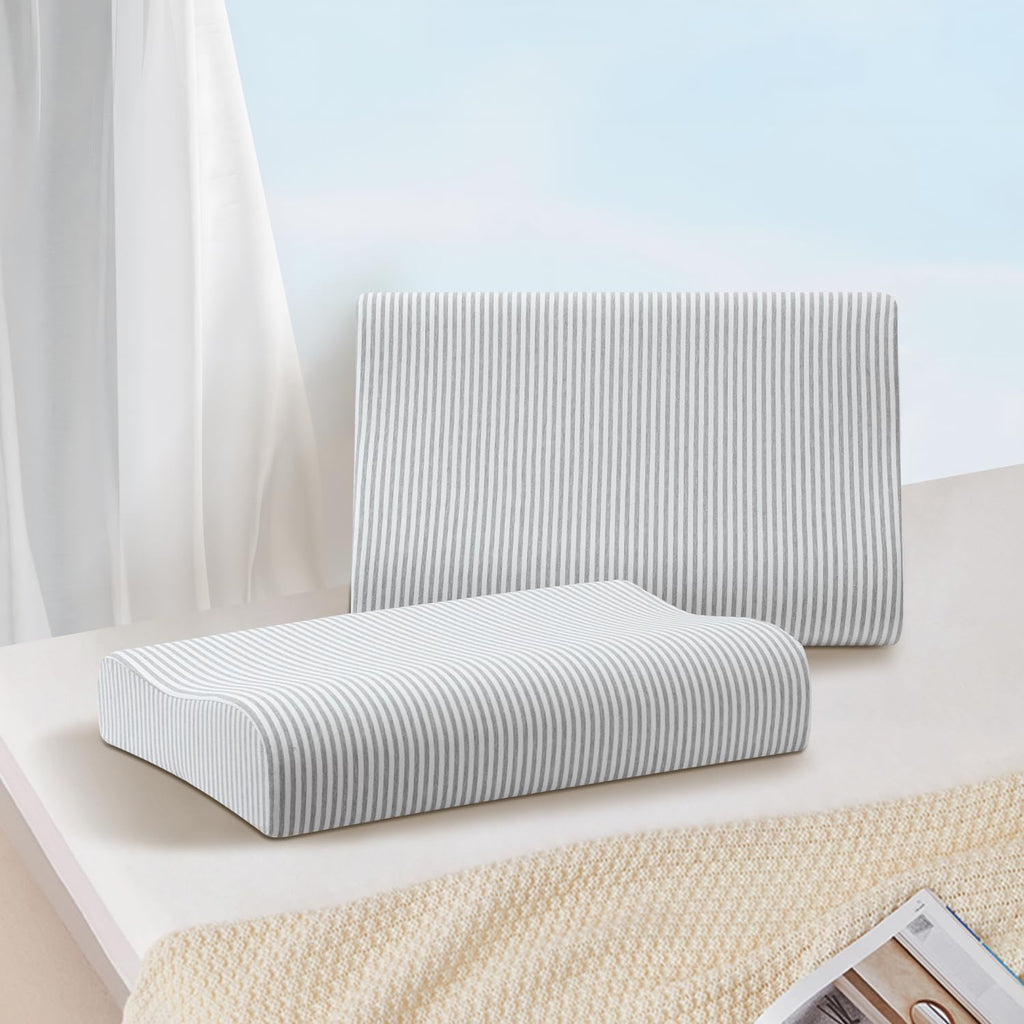 Replacement Pillow Case for Memory Foam Neck Pillow, Zippered Pillow Cover, Soft Cotton Pillow Protector for Cervical Pillow, Latex Pillow…