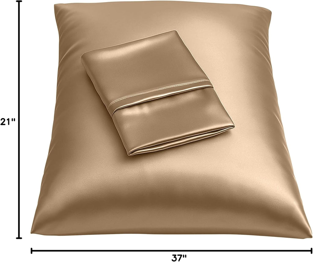 Blissford Satin Pillowcase with Zipper, for Hair and fabric comfort, Feels Soft and Cool Like a Silk Pillowcase, Beige Satin Pillow Cases…